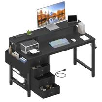 Mesa de jogos Lufeiya 47", luzes LED, gavetas de tecido, pretas Mesa de jogos Lufeiya 47", luzes LED, gavetas de tecido, pretas