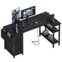 Mesa de jogos Lufeiya 55" em forma de L com gavetas e régua de alimentação Mesa de jogos Lufeiya 55" em forma de L com gavetas e régua de alimentação