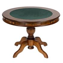 Mesa De Jogos Redonda Tampo Reversível Gavetas E Porta Copos 140cm M04 Imbuia Lyam Decor