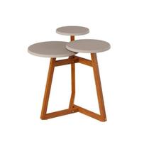 Mesa de Lateral Classic 3 Tampos Tebarrot Off White Nature Mesa de Lateral Classic 3 Tampos Tebarrot Off White Nature