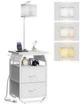 Mesa de luminária de chão runjuly com 2 gavetas e carregamento USB de 134 cm