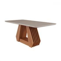Mesa de Madeira Agata 180 Cm com Vidro Ripado Cinamomo/Off White - Cimol Mesa de Madeira Agata 180 Cm com Vidro Ripado Cinamomo/Off White - Cimol