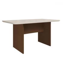 Mesa de Madeira Cairo com Vidro Freijó/Off White - Art Panta