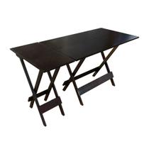 Mesa de Madeira Dobrável 120x70 com Mesa Aparador - Tabaco - Móveis Guará