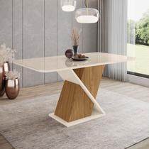 Mesa de Madeira Epic com Vidro Sc27 Nature/Off White - Henn Mesa de Madeira Epic com Vidro Sc27 Nature/Off White - Henn