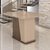 Mesa de Madeira Harmonia 120 Cm com Vidro Carvalho/Fendi - Móveis Bechara Mesa de Madeira Harmonia 120 Cm com Vidro Carvalho/Fendi - Móveis Bechara