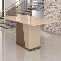 Mesa de Madeira Harmonia 160 Cm com Vidro Carvalho/Fendi - Móveis Bechara Mesa de Madeira Harmonia 160 Cm com Vidro Carvalho/Fendi - Móveis Bechara