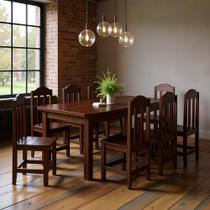 Mesa de Madeira Maciça com 8 Cadeiras Estofadas 2 Mts Marrom