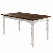 Mesa de Madeira Maciça com Pés Torneados Branco Envelhecido Mesa de Madeira Maciça com Pés Torneados Branco Envelhecido