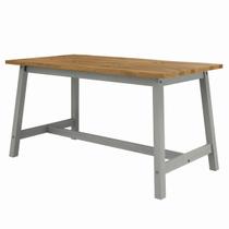 Mesa de Madeira Maciça com Travessa Cinza Lavado Mesa de Madeira Maciça com Travessa Cinza Lavado