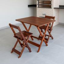 Mesa de Madeira Maciça Dobrável 1 Metro Com 2 Cadeiras Conjunto Portátil Bar