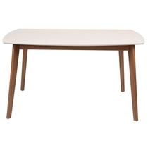 Mesa de Madeira Maciça e MDF L135 X P 90 X Alt 77 Linea Cinza/Marrom/Offwhite