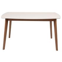 Mesa de Madeira Maciça e MDF L135 X P 90 X Alt 77 Linea Cinza/Marrom/Offwhite