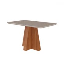 Mesa de Madeira Maitê 130 Cm com Vidro Cinamomo/Off White - Cimol