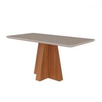 Mesa de Madeira Maitê 160 Cm com Vidro Cinamomo/Off White - Cimol Mesa de Madeira Maitê 160 Cm com Vidro Cinamomo/Off White - Cimol