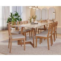 Mesa de Madeira/MDF 2,10 com Vidro 8 Cadeiras Madeira/MDF