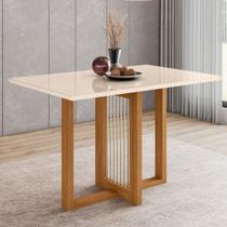 Mesa de Madeira Natalí com Vidro Nature/Off White Sc74 - Henn Mesa de Madeira Natalí com Vidro Nature/Off White Sc74 - Henn