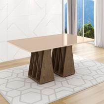 Mesa de Madeira Orquestra 160 Cm com Vidro Carvalho/Fendi - Móveis Bechara Mesa de Madeira Orquestra 160 Cm com Vidro Carvalho/Fendi - Móveis Bechara
