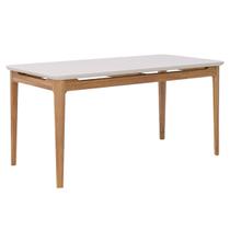Mesa de Madeira Para Sala de Jantar Tampo MDF/Vidro Temperado Off White Baoba Natuame