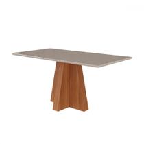 Mesa de Madeira Patrícia 160 Cm com Vidro Cinamomo/Off White - Cimol Mesa de Madeira Patrícia 160 Cm com Vidro Cinamomo/Off White - Cimol