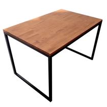 Mesa de Madeira Pinus Tonalidade Castanheira e Base de Ferro em Preto Eletrostático