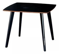 Mesa de Madeira Quadrada Especial de 90cm com Pernas na Cor Preta com Niveladores de Altura e Tampo na cor Preta