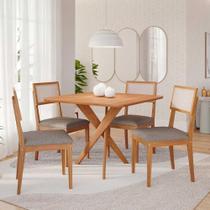 Mesa de Madeira Quadrada Tampo em MDF 95x95cm 4 Cadeiras