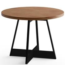 Mesa de Madeira Redonda Copa e Cozinha 4 Lugares Estrutura de Aço Vercelli Carraro 76x100x100cm