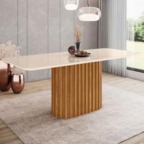 Mesa de Madeira Solana com Vidro Nature/Off White Sc66 - Henn