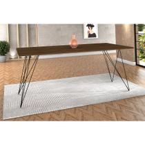 Mesa de Madeira Trama Base Preta com Tampo Amêndoa 140 X 80 - New Green