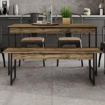 Mesa de Madeira Tub com 1 Banco Carvalho Dark/Preto - Compace Mesa de Madeira Tub com 1 Banco Carvalho Dark/Preto - Compace