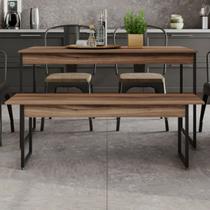 Mesa de Madeira Tub com 1 Banco Nogal/Preto - Compace Mesa de Madeira Tub com 1 Banco Nogal/Preto - Compace