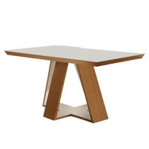 Mesa de Madeira Viena 160cm com Vidro Cinamomo/Off White - Lj Móveis