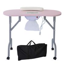 Mesa de manicure AGESISI dobrável de 90 cm com coletor de pó rosa