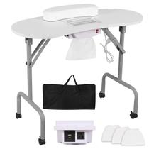 Mesa de manicure AGESISI portátil com carregador e coletor de poeira