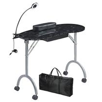 Mesa de manicure CHAOEEMY portátil com luz LED e gaveta preta Mesa de manicure CHAOEEMY portátil com luz LED e gaveta preta