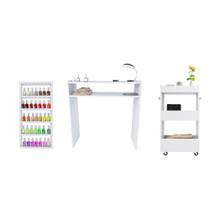 Mesa De Manicure + Expositor Esmaltes + Carrinho Auxiliar