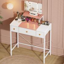 Mesa de Maquiagem HIGDBFE com Espelho e Luzes - 3 Gavetas Mesa de Maquiagem HIGDBFE com Espelho e Luzes - 3 Gavetas