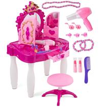 Mesa de maquiagem PREXTEX Kids com espelho, cadeira e acessórios