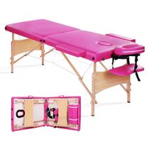 Mesa de Massagem Portátil CHRUN - Dobrável, Madeira, 225kg, Rosa