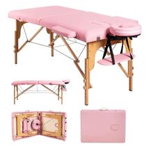 Mesa de Massagem Portátil Dobrável Ajustável Rosa 213 cm