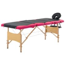 Mesa de massagem vidaXL Versatile de 4 zonas dobrável preta/rosa