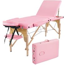 Mesa de massagem Yaheetech portátil ajustável dobrável rosa