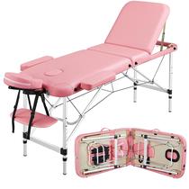 Mesa de massagem Yaheetech Portátil Tatuagem Ajustável Rosa