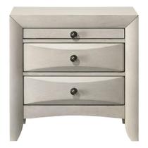 Mesa de noche Acme Ramondi blanca antigua con 3 cajones Mesa de noche Acme Ramondi blanca antigua con 3 cajones