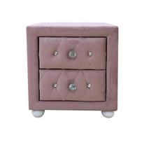 Mesa de noche Acme tapizada rosa 43x43x43 cm con 2 cajones Mesa de noche Acme tapizada rosa 43x43x43 cm con 2 cajones