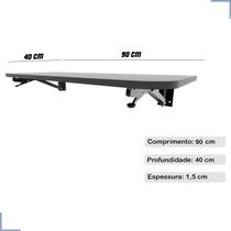 Mesa de Parede Dobrável 90x41 Suporte Branco Canto Arredondados