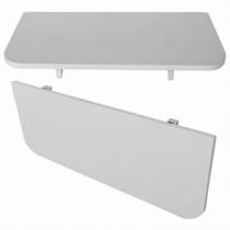 Mesa de Parede Suspensa Dobrável 90x40cm Branca Borda Arredondada