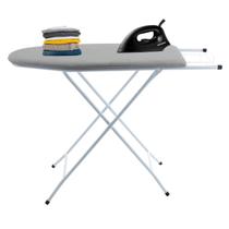 Mesa de Passar Dobrável Branca com Passa Manga e Porta Ferro Com tecido térmico Lançamento Mesa de Passar Dobrável Branca com Passa Manga e Porta Ferro Com tecido térmico Lançamento