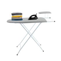 Mesa De Passar Em Aço Reforçado Com Porta Ferro Passa Mangas Tecido Metalizado Resistente